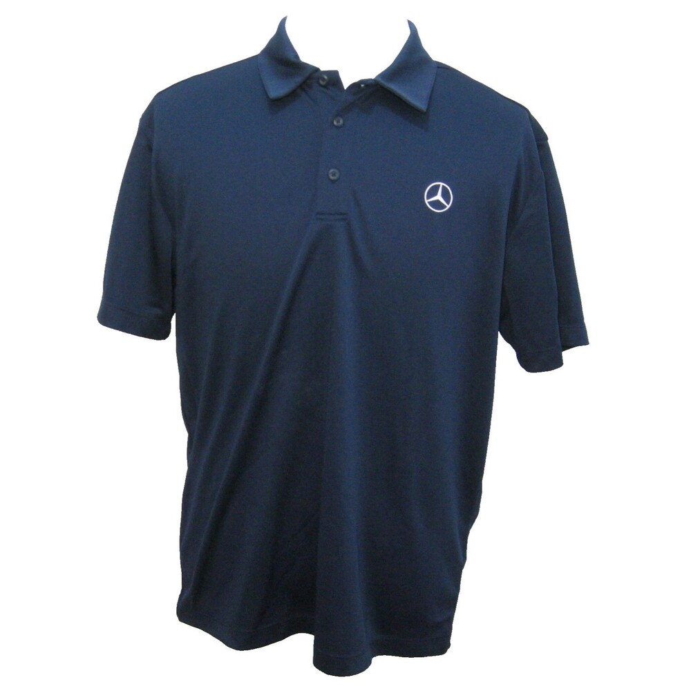 Mercedes Benz Polo Mens Large Blue Short Sleeve Logo Shirt Driving Golf Tennis